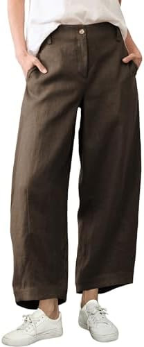 Tanming Womens Linen Pants Casual Capri Baggy Wide Leg Trousers Palazzo Pants Beach Vacation Outf... | Amazon (US)