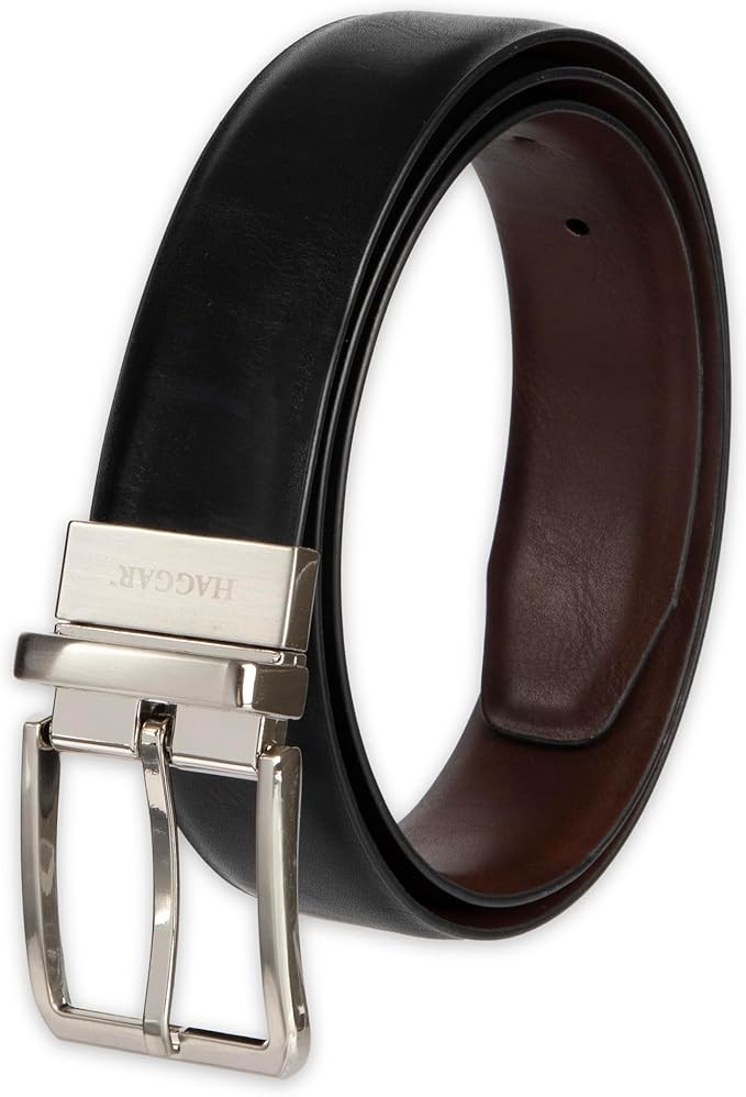 Haggar Men's 2-in-1 Reversible Leather Belt for Dress Pants, Suits, Khakis - Classic, Business Ca... | Amazon (US)