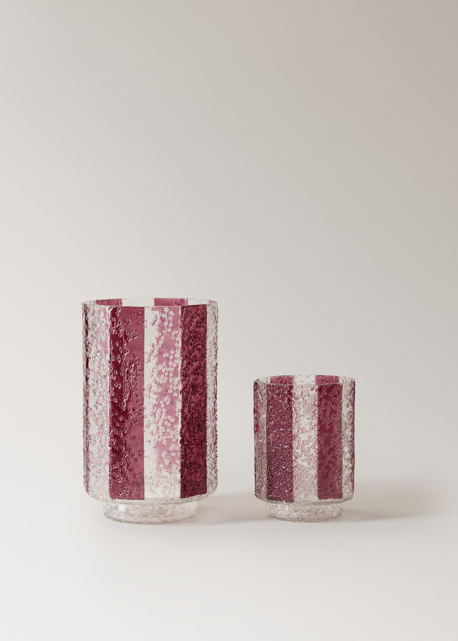Small striped glass candle holder | Mango (US/MX/AU)
