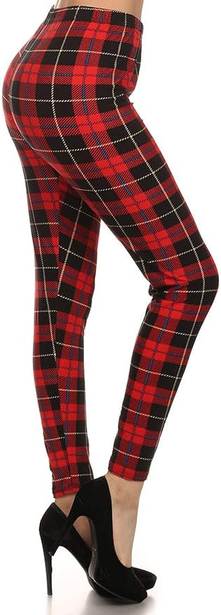 Leggings Depot Classic 1" Waistband Plaid & Wild Print Leggings for Women - Leopard, Snake Skin, ... | Amazon (US)