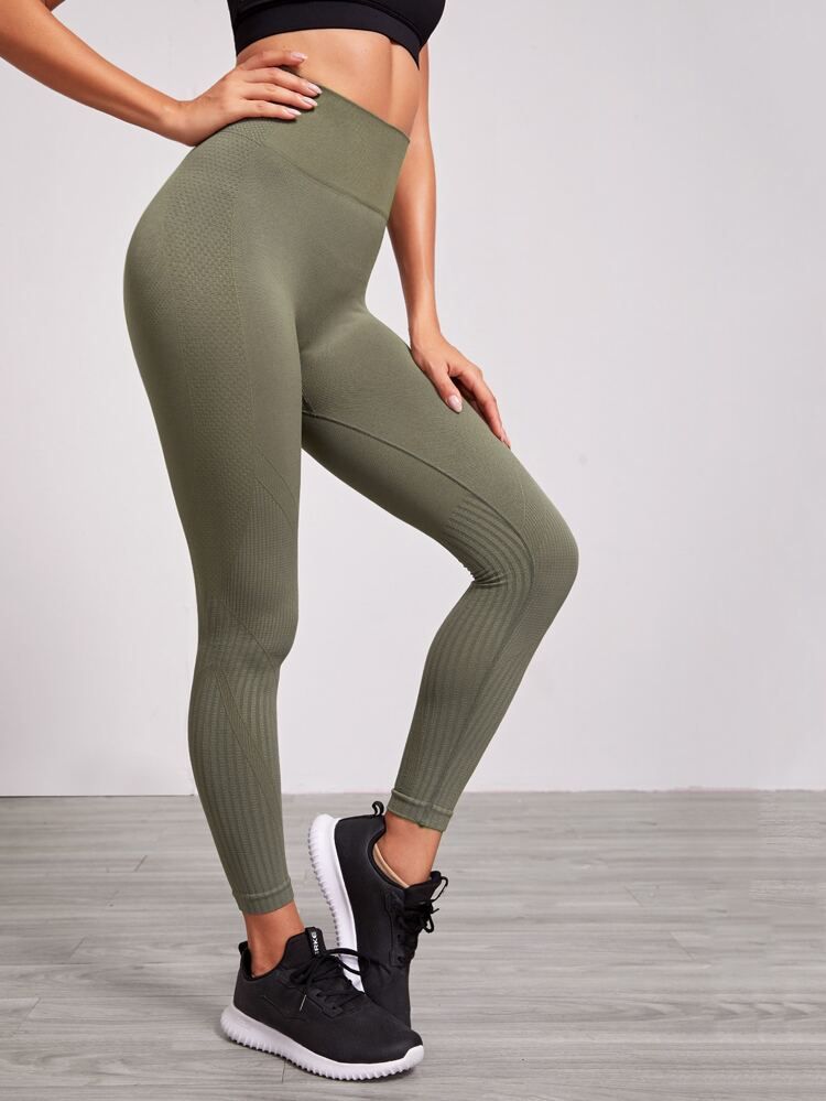 Solid Wide Waistband Sports Leggings | SHEIN
