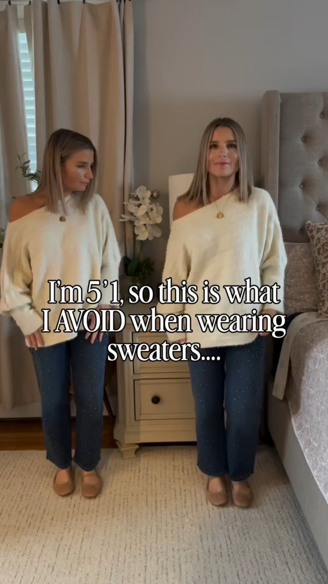 Sweaters are so cozy! 💕 🤍 

Comment SHOP for a 🔗! 

#petitehacks #petitetips #whattowear #petitedenim #sweaterweather petitestyle style stylehacks styletips petitepants sweaters cozy comfy casual look cute shoes