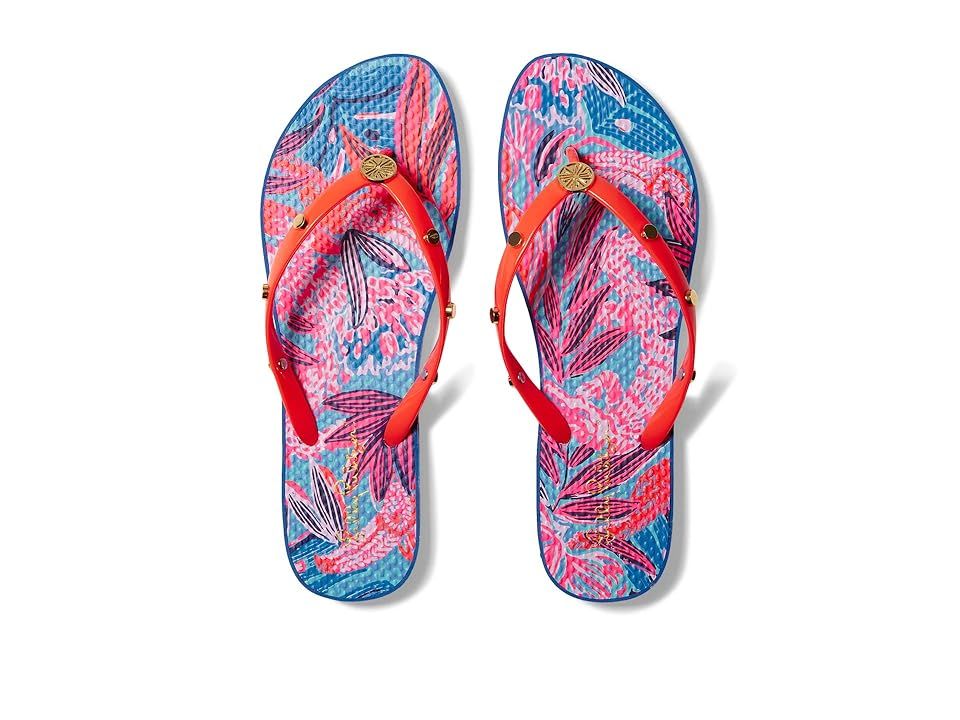 Lilly Pulitzer Embellished Pool Flip-Flop (Ruby Red Wild Times Shoe) Women's Shoes | Zappos