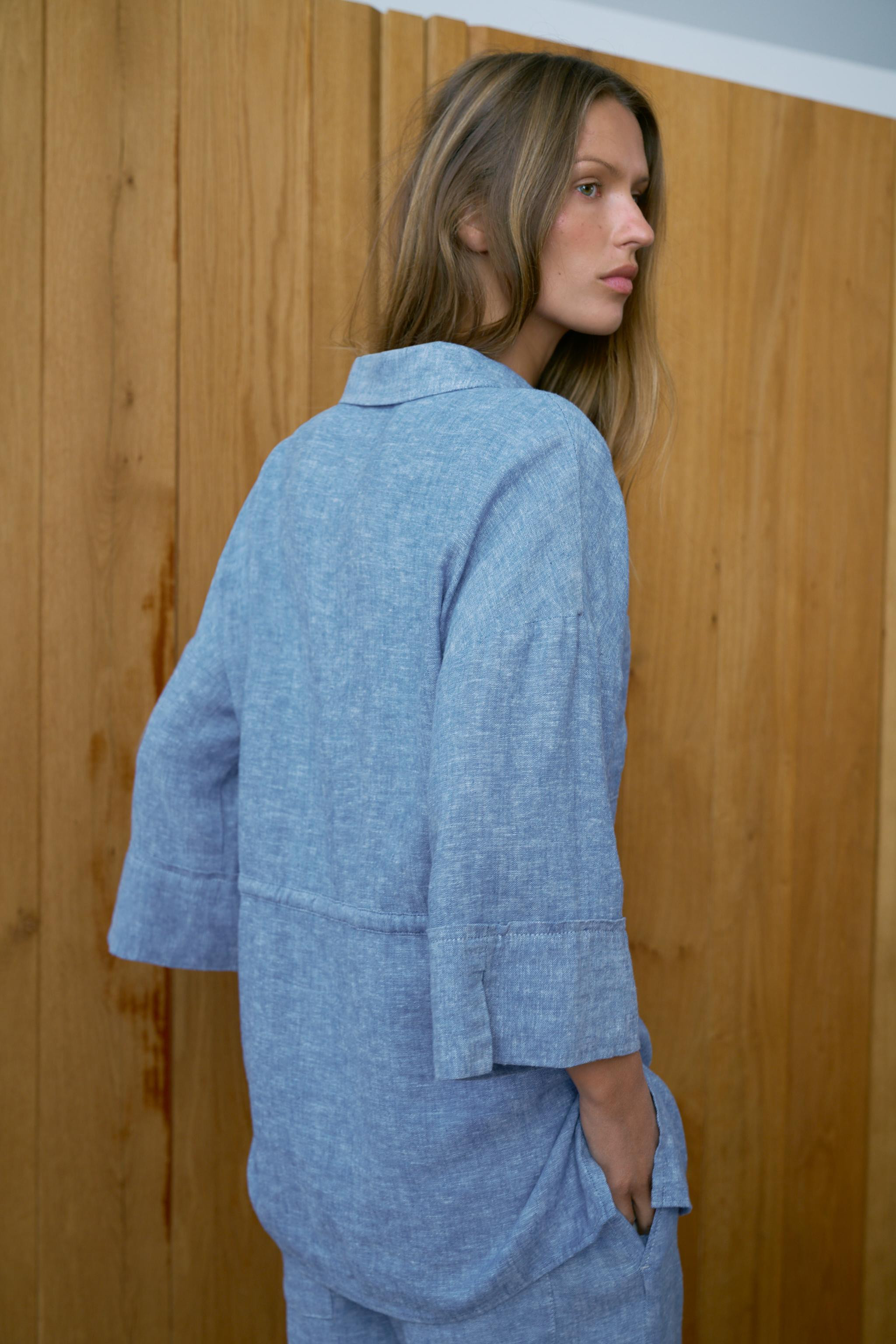 LINEN BLEND SAFARI SHIRT SET | Zara Canada