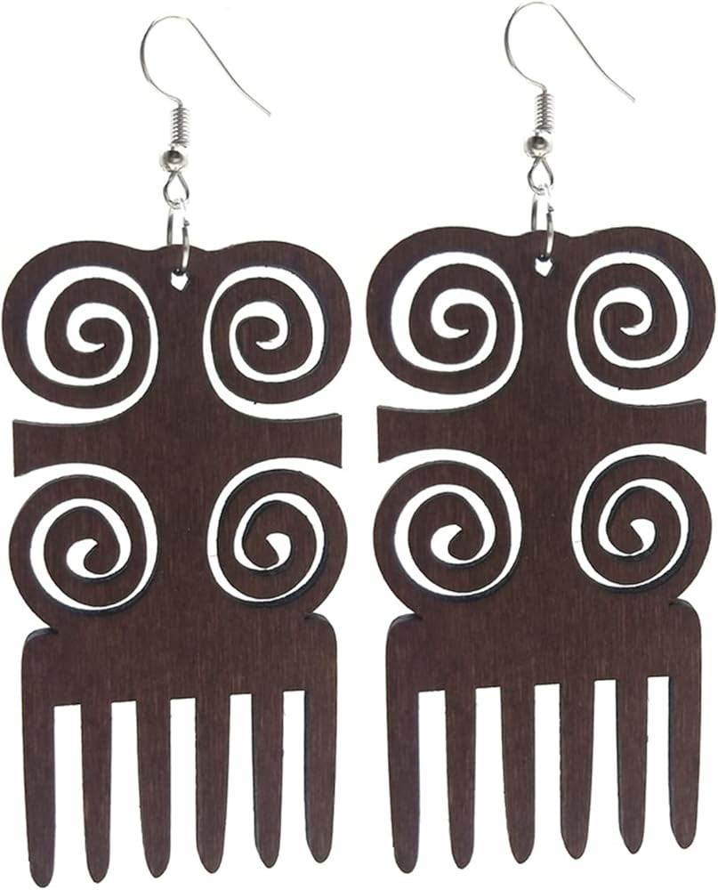 QUPENGXU Lightweight African Wooden Drop Dangle Earrings Irregular Bohemian Ethnic Style Earrings... | Amazon (US)