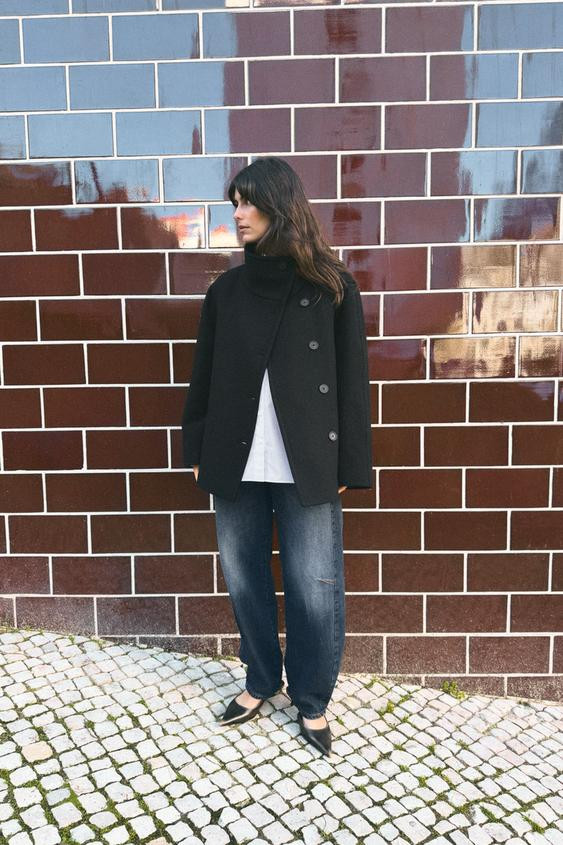 SHORT WOOL BLEND COAT WITH HIGH NECK | Zara US