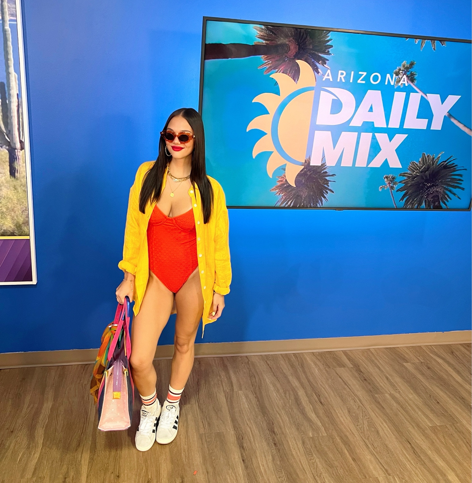 Swimsuit
One of the trending swim & resort wear outfits  styled for my Arizona Daily Mix TV segment! Love this 90’s minimalist swimsuit with the bold & bright red & this high cut leg is reminiscent of 90’a supermodel. The add on of retro ankle socks & trainers & just overall vibes to match with the Sunnies! 

#LTKStyleTip #LTKSwim #LTKParties