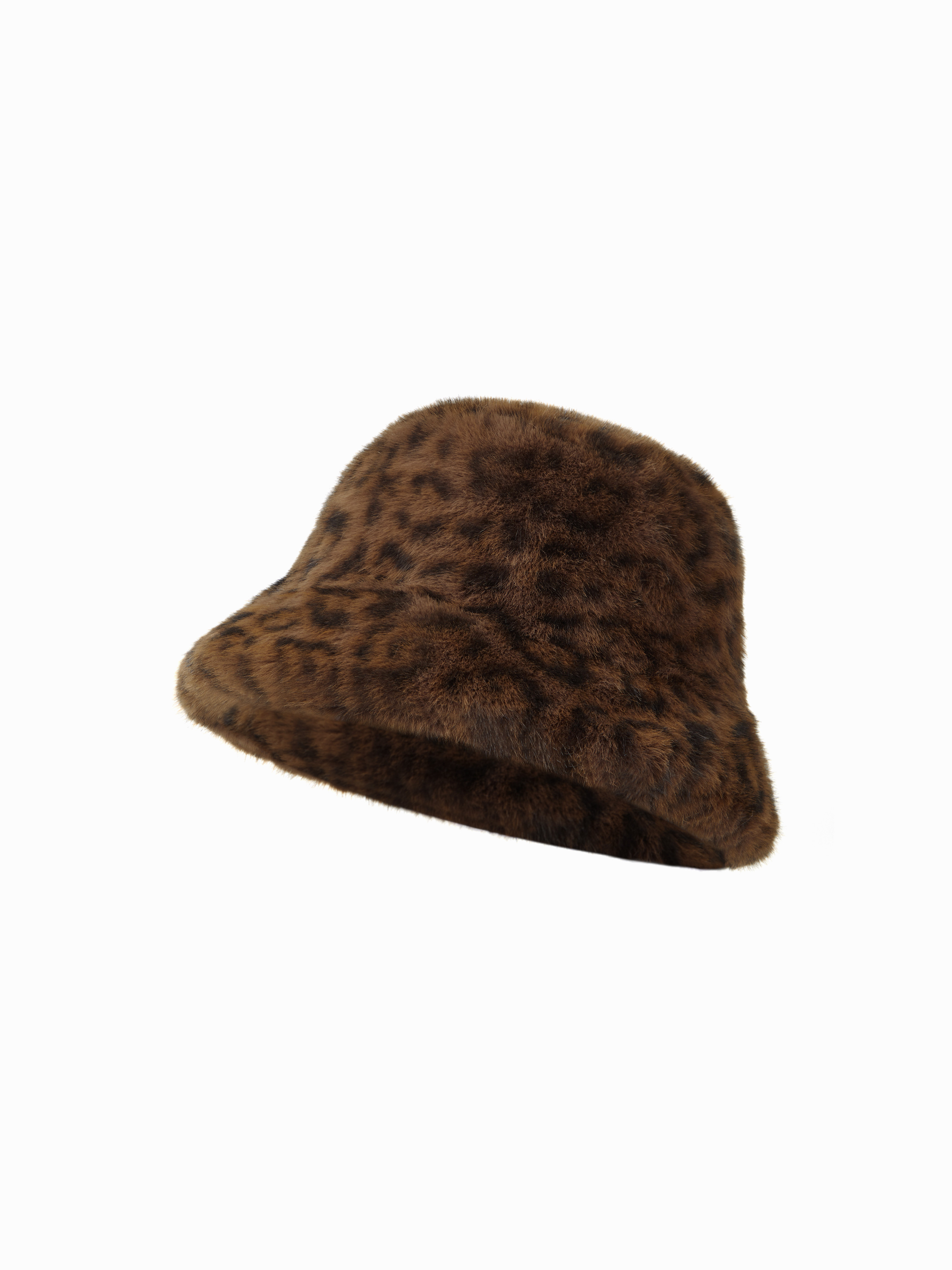 LEOPARD PRINT FUZZY BUCKET HAT For Daily Casual | Cider