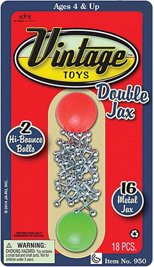 JA-RU Vintage Metal Jacks Game Set/Two Bouncy Balls.(1 Pack) Mini Jax Toy. Classic Family Retro C... | Amazon (US)