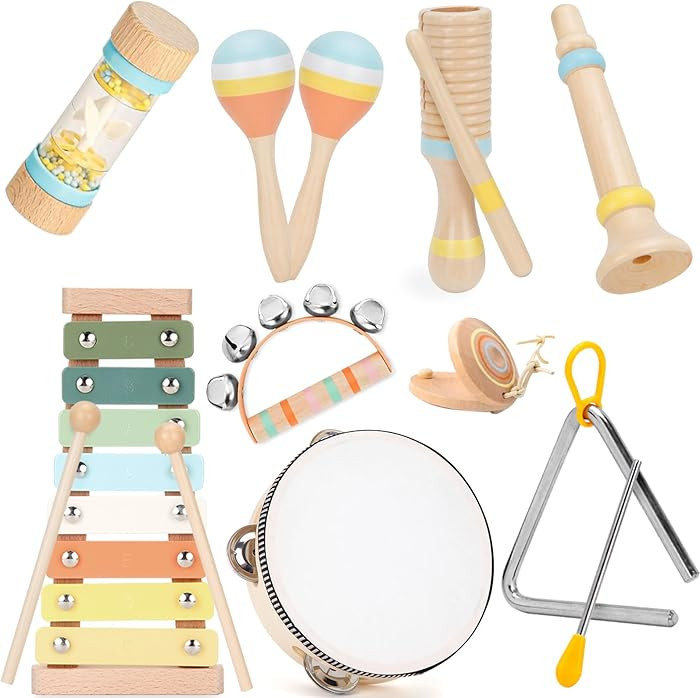 Baby Musical Instruments Set Wooden Montessori Toys for Toddlers 1-3 Percussion Instruments Set M... | Amazon (US)