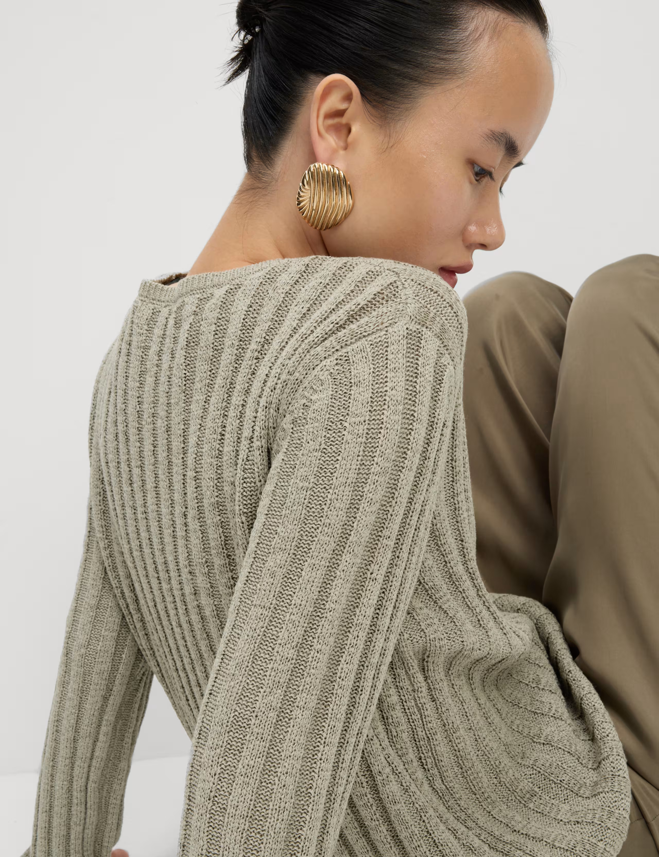 Cotton Blend Ribbed Crew Neck Jumper | M&S Collection | M&S | Marks & Spencer (UK)