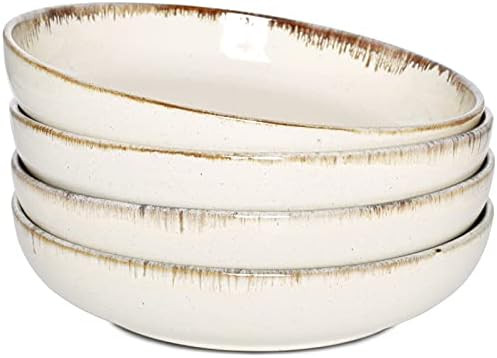 Bosmarlin Stoneware Large Pasta Bowls, Set of 4, Big Salad Bowls, Microwave and Dishwasher Safe (... | Amazon (US)