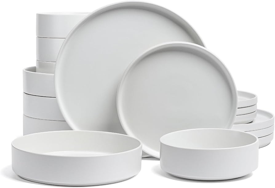 over&back Stackable Dinnerware Set - Stoneware Dishes - Comes with 4 Dinner Plates, 4 Salad Plate... | Amazon (US)