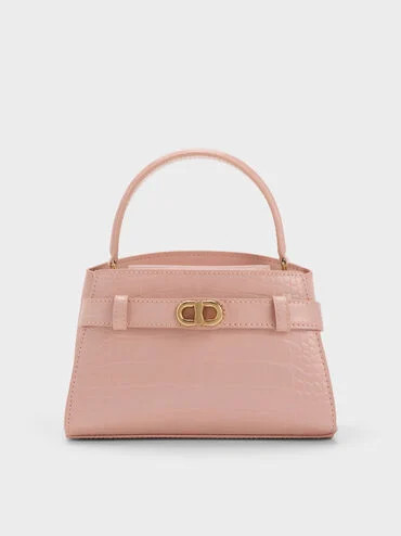 Aubrielle Croc-Effect Top Handle Bag
    
         - Light Pink | Charles & Keith US