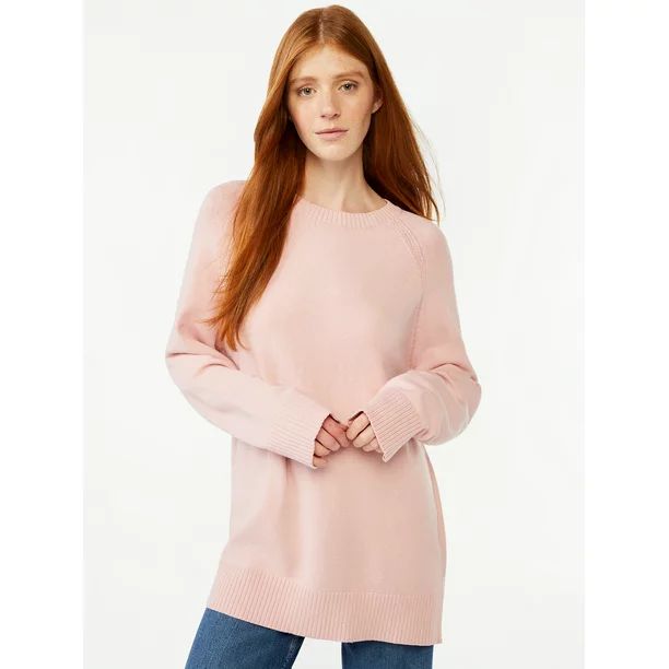 Free Assembly Women's Tunic Sweater with Long Raglan Sleeves, Midweight - Walmart.com | Walmart (US)