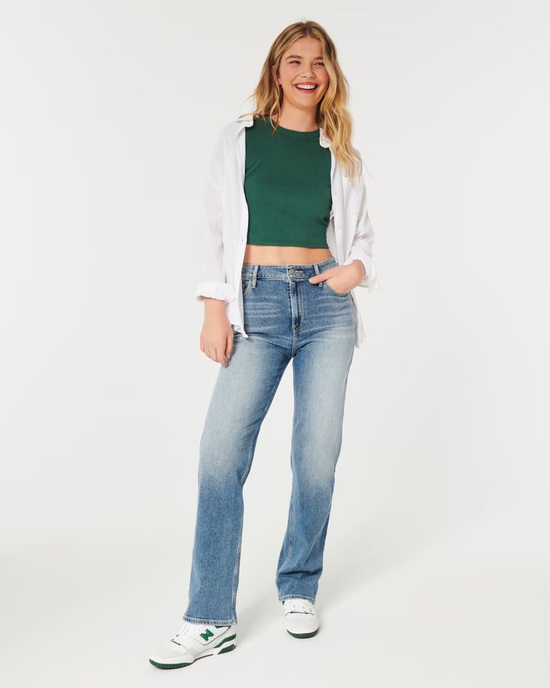 Ultra High-Rise Light Wash Dad Jeans | Hollister (US)