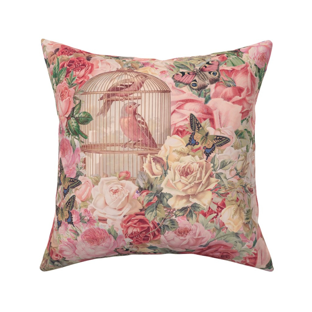 Romantic Florals And Birds Throw Pillow | Spoonflower | Spoonflower