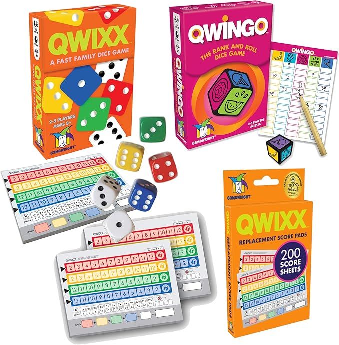 Gamewright Fast Tactics Dice Game 2 Pack: QWINGO and QWIXX with Extra Qwixx Score Sheets, and Dra... | Amazon (US)