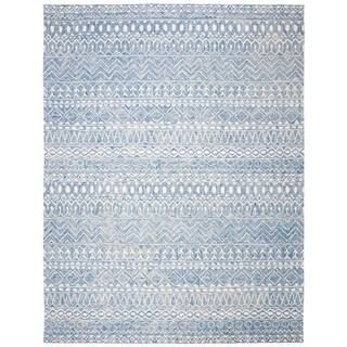 SAFAVIEH Micro-Loop Blue/Ivory 8 ft. x 10 ft. Distressed Tribal Area Rug MLP502M-8 | The Home Depot