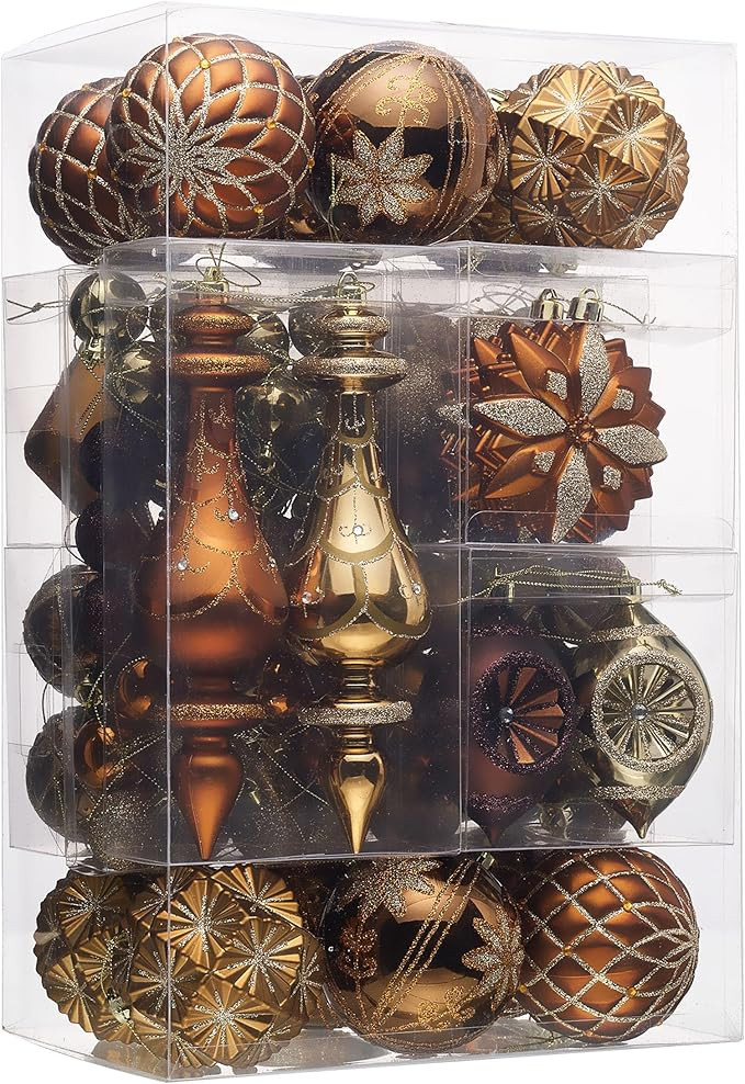 Valery Madelyn Christmas Tree Ornaments Set, 90ct Bronze Copper and Gold Shatterproof Fall Christ... | Amazon (US)