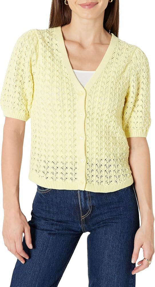 Amazon Essentials Women's Relaxed-Fit Crochet Short-Sleeve Cardigan | Amazon (US)