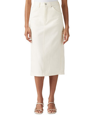 Women's Cotton High-Rise Back-Slit Denim Skirt | Macy's