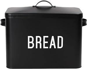 Black Bread Box for Kitchen Countertop Farmhouse Kitchen Décor Bin for Bread Storage Extra Large... | Amazon (US)