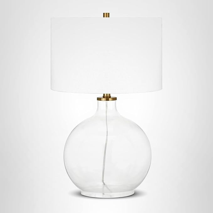Laelia 24.75" Tall Table Lamp with Fabric Shade in Clear Glass/Brass/White | Amazon (US)