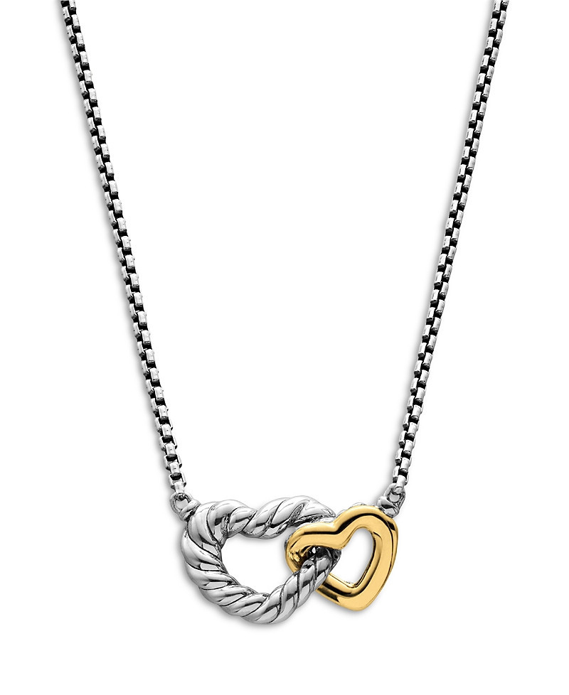 Cable Collectibles Interlocking Heart Necklace in Sterling Silver with 18K Yellow Gold, 16.4mm | Bloomingdale's (US)