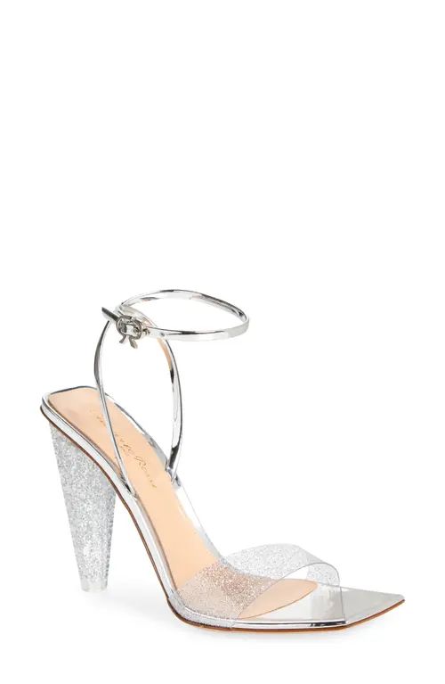 Gianvito Rossi Odessy Glitter Clear Sandal in Silver at Nordstrom, Size 9.5Us | Nordstrom