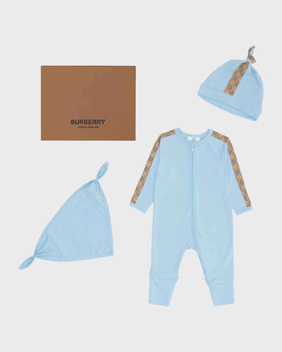 Burberry Boy's Claude 3-Piece Coverall Gift Set, Size 1-9M | Neiman Marcus