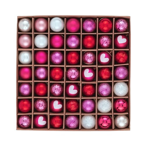 Decorbyhannah 49ct Pink Ornaments for Small Christmas Tree, Mini Christmas Tree Decorations, Shatterproof Ball Ornaments for Valentines Day Wedding Party Home Decor (30mm) | Amazon (US)