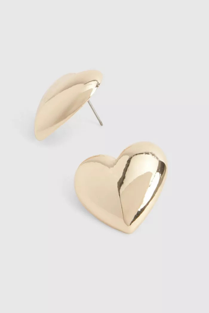 Heart Stud Earrings | boohoo (US & Canada)