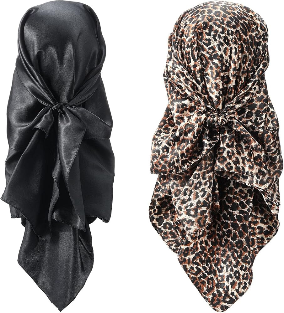 SATINIOR 35 Inch Silky Head Scarf 2 Pcs Large Square Neck Scarf Sleeping Hair Wrapping Satin Band... | Amazon (US)