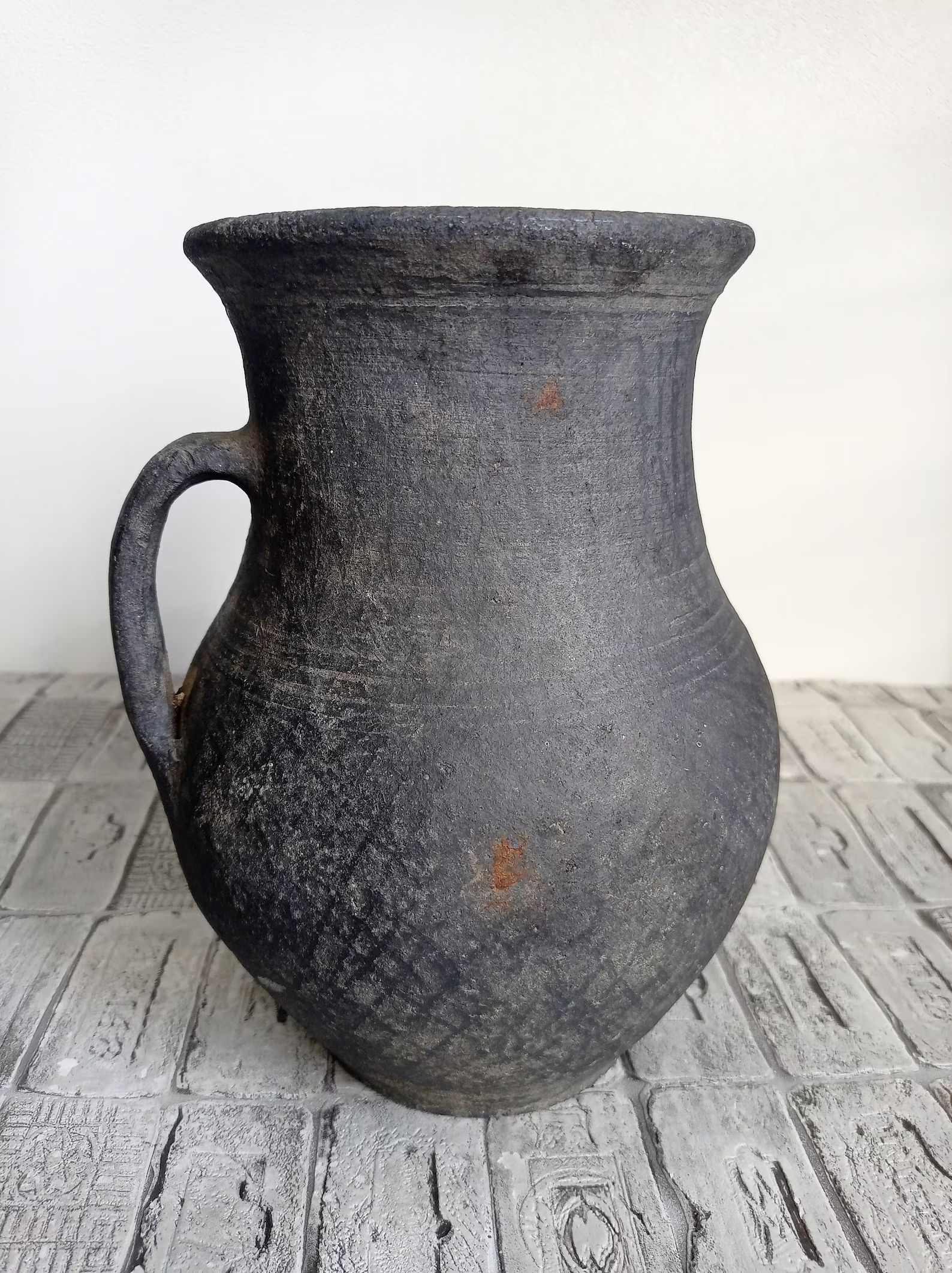 Old Black Clay Pot Rustic Vase Wabi Sabi Vessel Black Clay - Etsy | Etsy (US)
