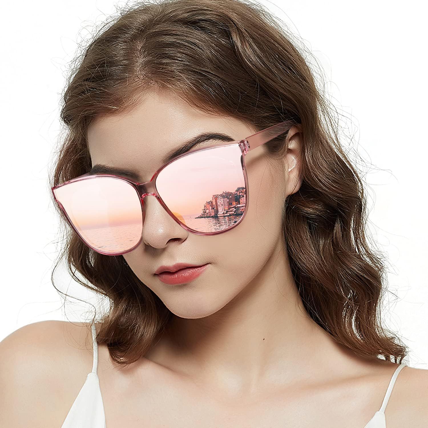 LVIOE Cat Eyes Sunglasses Polorized Oversized | Amazon (US)