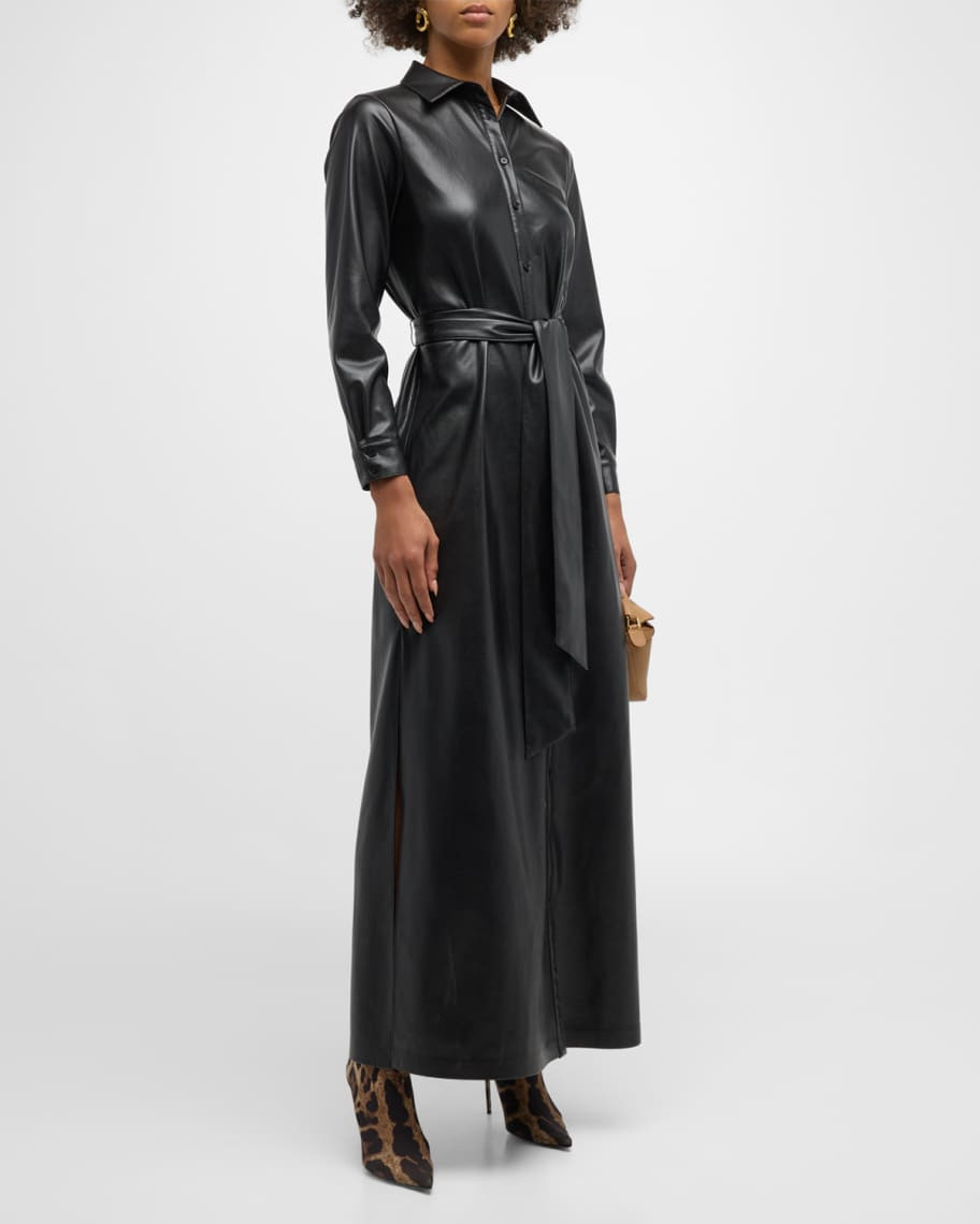 Chassidy Vegan Leather Maxi Shirtdress | Neiman Marcus