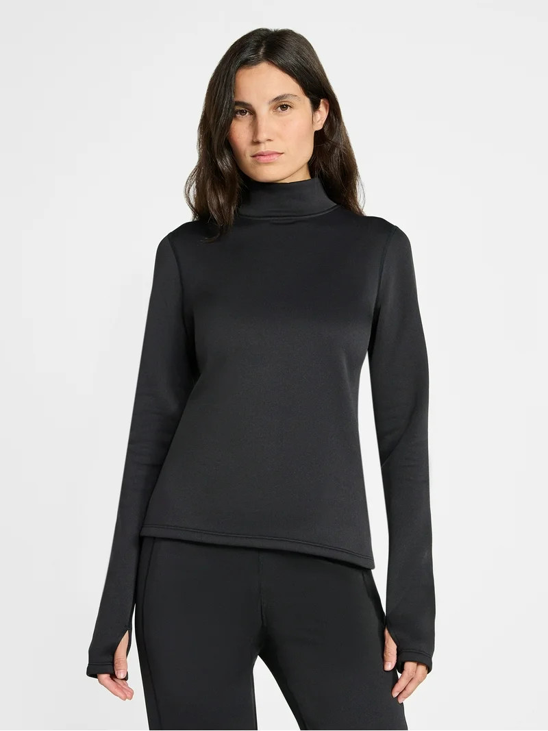 Ozark Trail Women's Warmest Thermal Long Sleeve Fleece Mockneck Top, Sizes XS-XXL | Walmart (US)