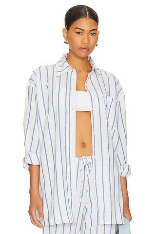 SNDYS Isla Shirt in Blue Stripe from Revolve.com | Revolve Clothing (Global)