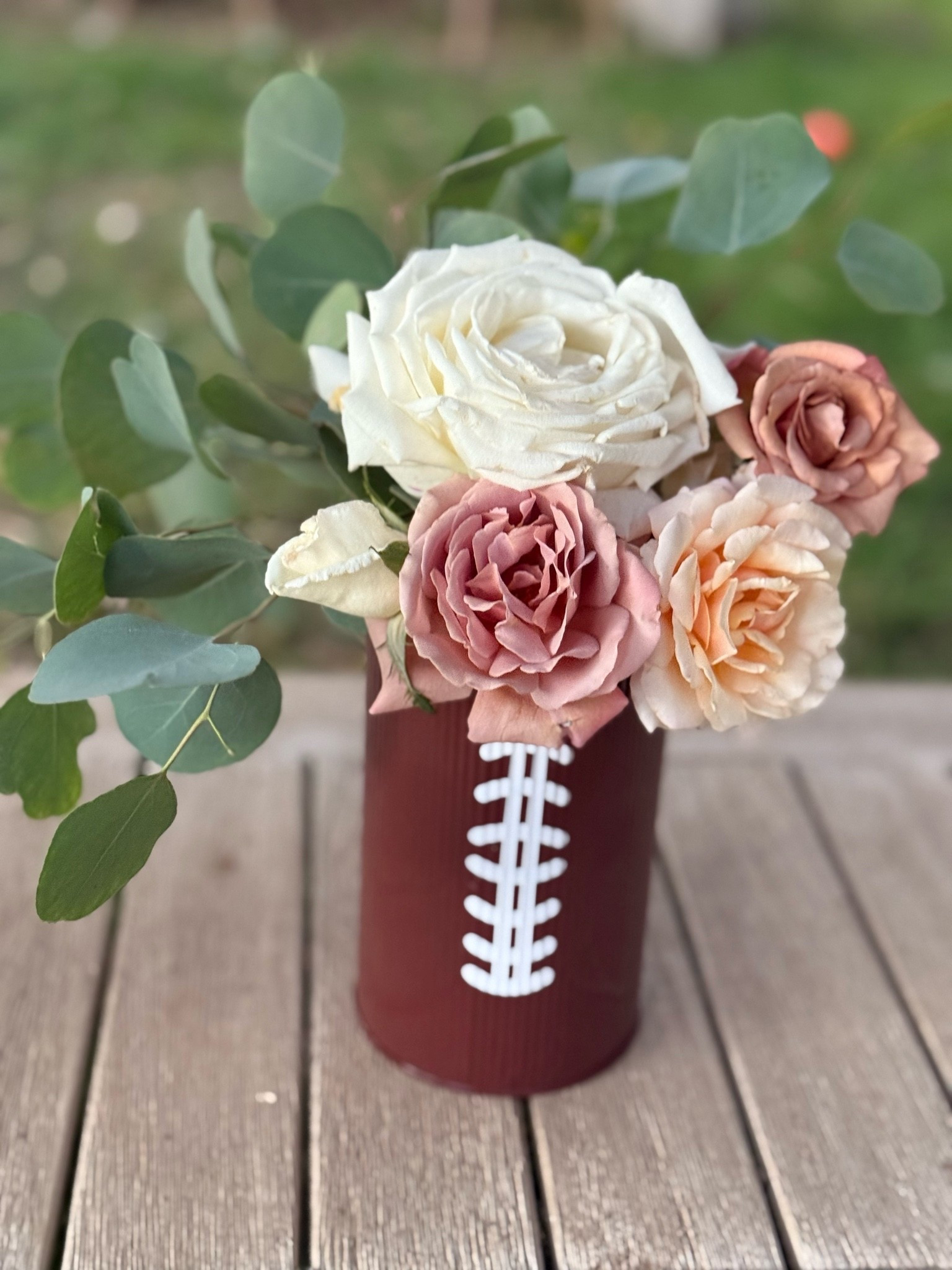 I’m obsessed with these metal football vases! They look great with fresh garden roses and eucalyptus from my flower farm! ❤️🏈

#LTKSeasonal #LTKHome #LTKdayinmylife