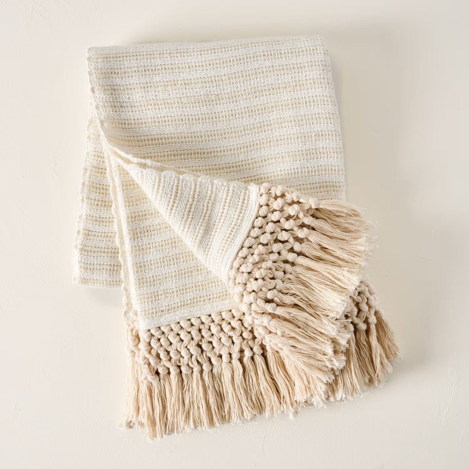 Essential Tassel Throw - Cream Striped | Magnolia