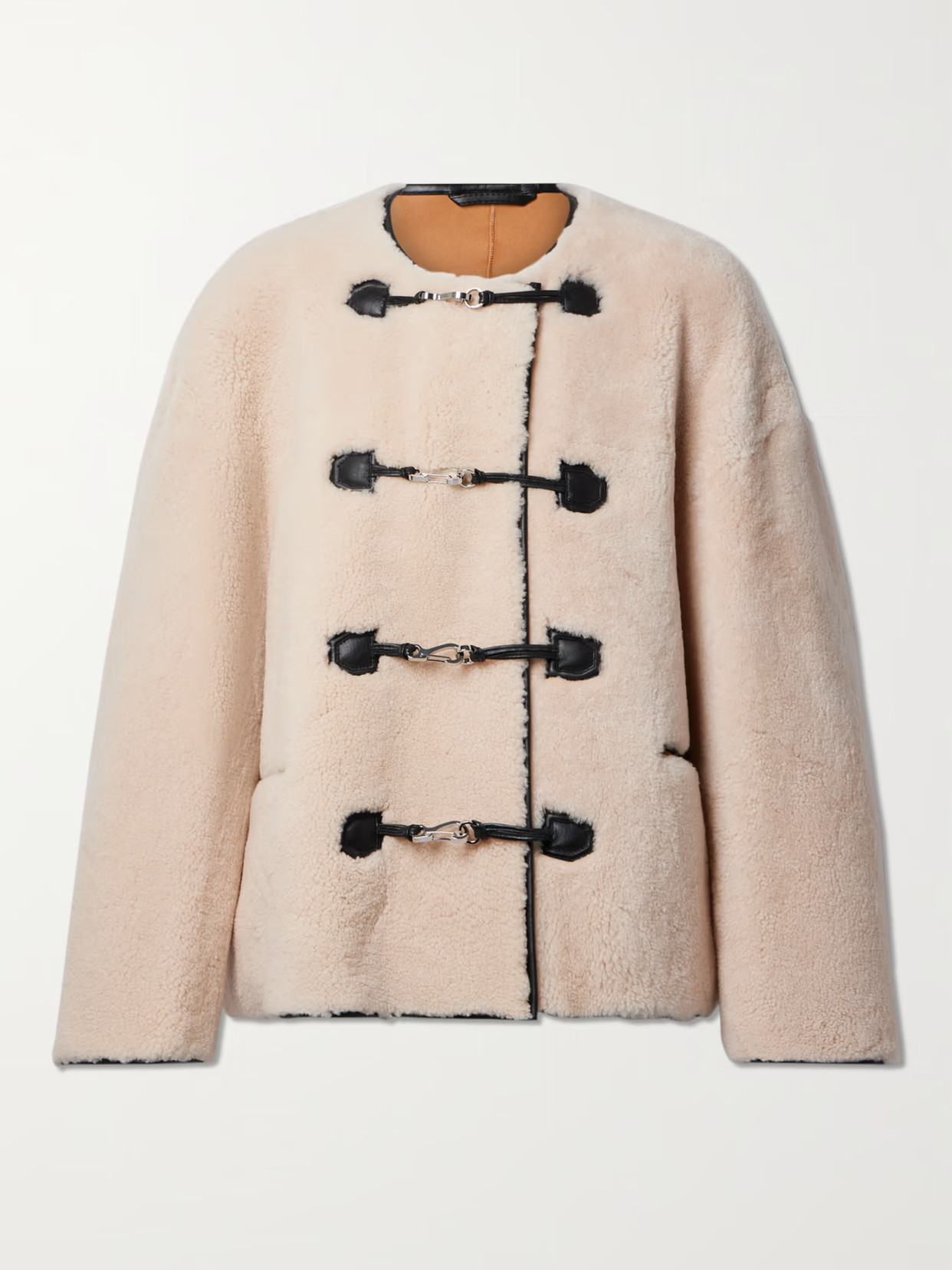 TOTEME - Leather-trimmed Shearling Jacket - Cream | NET-A-PORTER (UK & EU)