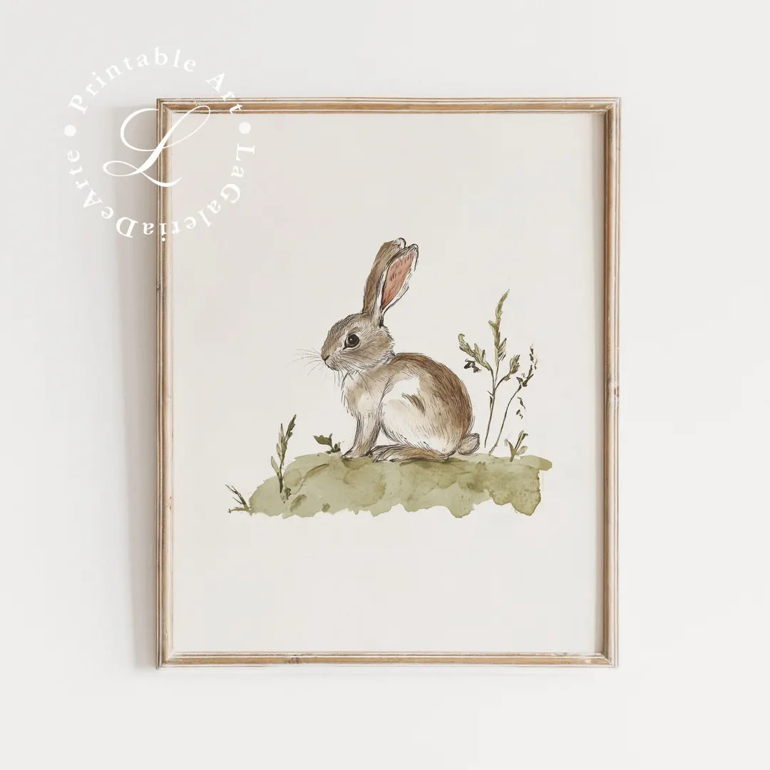 Rustic Nursery Wall Art | Rabbit Print | Cute Animal Print for Kids Room Decor | Farmhouse Nurser... | Etsy (US)