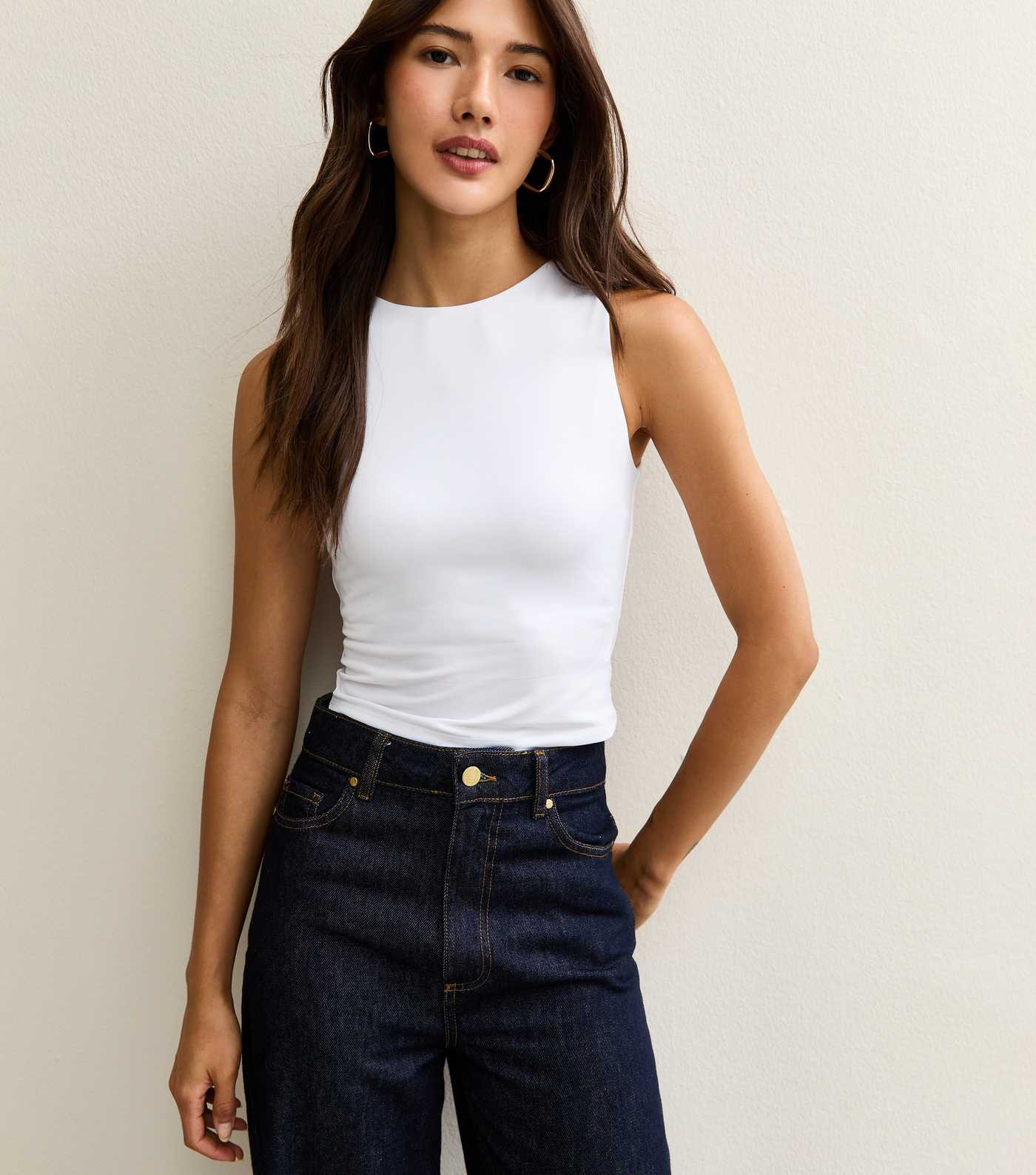 White Racer Neck Vest Top | New Look | New Look (UK)