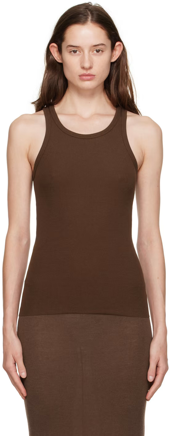 Brown High Neck Tank Top | SSENSE