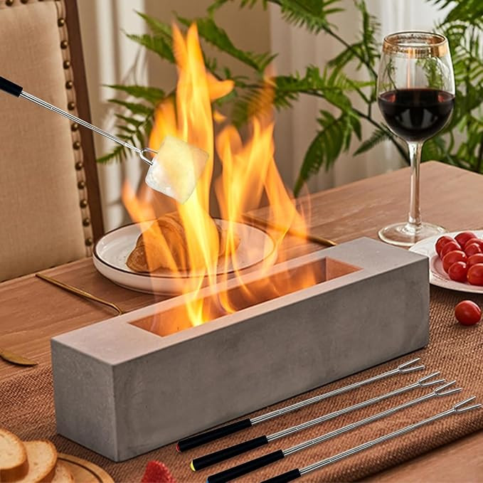 Poofzy Table Top Firepit, Indoor Fire Pit Tabletop Concrete, Portable Ethanol Tabletop Fireplace ... | Amazon (US)