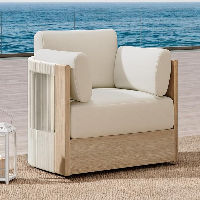 CHITA Boho Patio Rattan 360° Swivel Chair, Outdoor Wicker Furniture with 7.9″ Thickened Cushio... | Amazon (US)