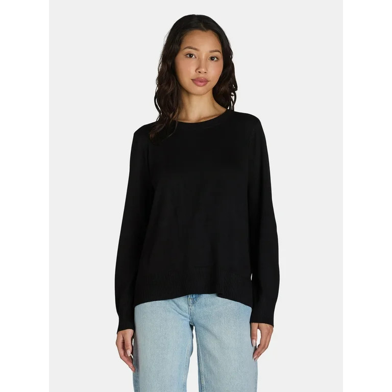 Time and Tru Women's and Women’s Plus Crewneck Sweater, Lightweight, Sizes XS-XXXL | Walmart (US)
