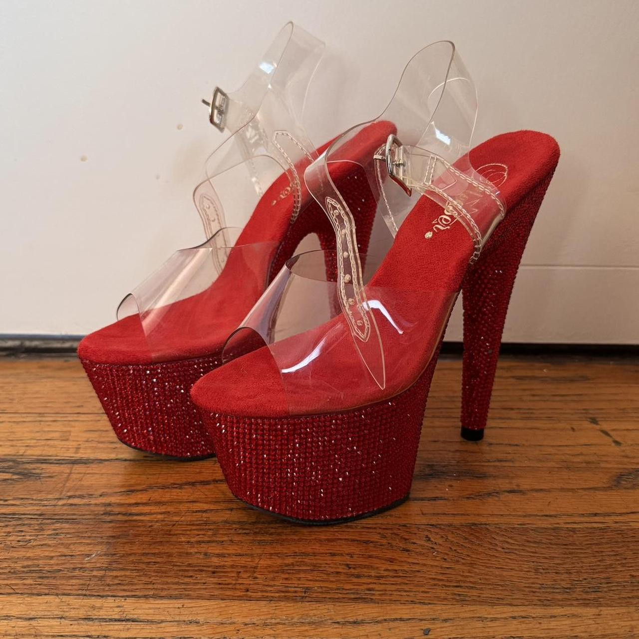 Pleaser Women's Pumps - Red - US 5.5 | Depop US