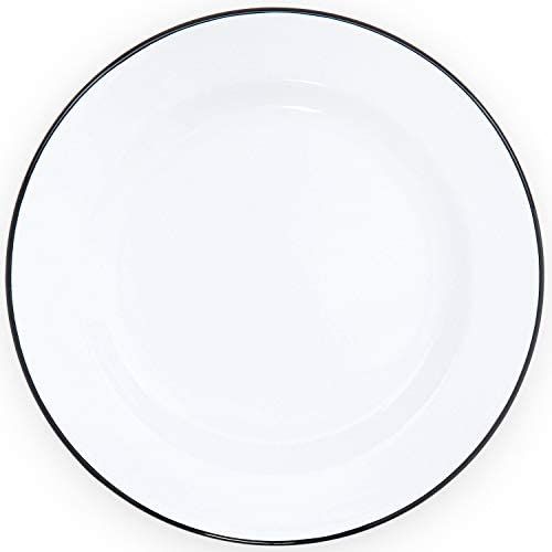 Enamelware Dinner Plate, 10.25 inch, Vintage White/Black (Single) | Amazon (US)